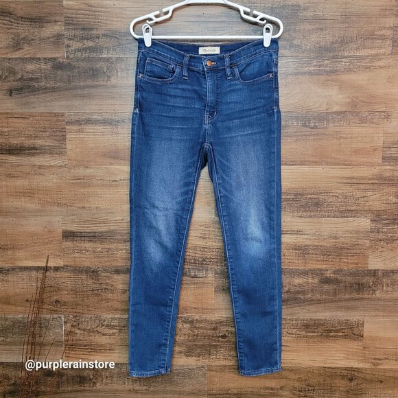 Madewell Jeans 28 Skinny 9" Mid Rise Tummy Control Medium Dark Wash Stretch - Picture 1 of 13